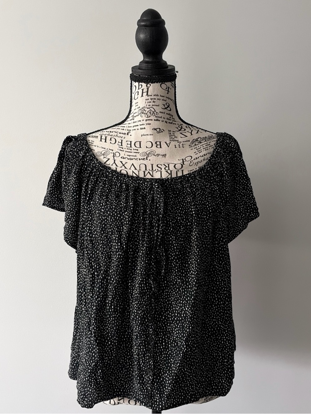 Express Black Off-Shoulder Dot Print Blouse